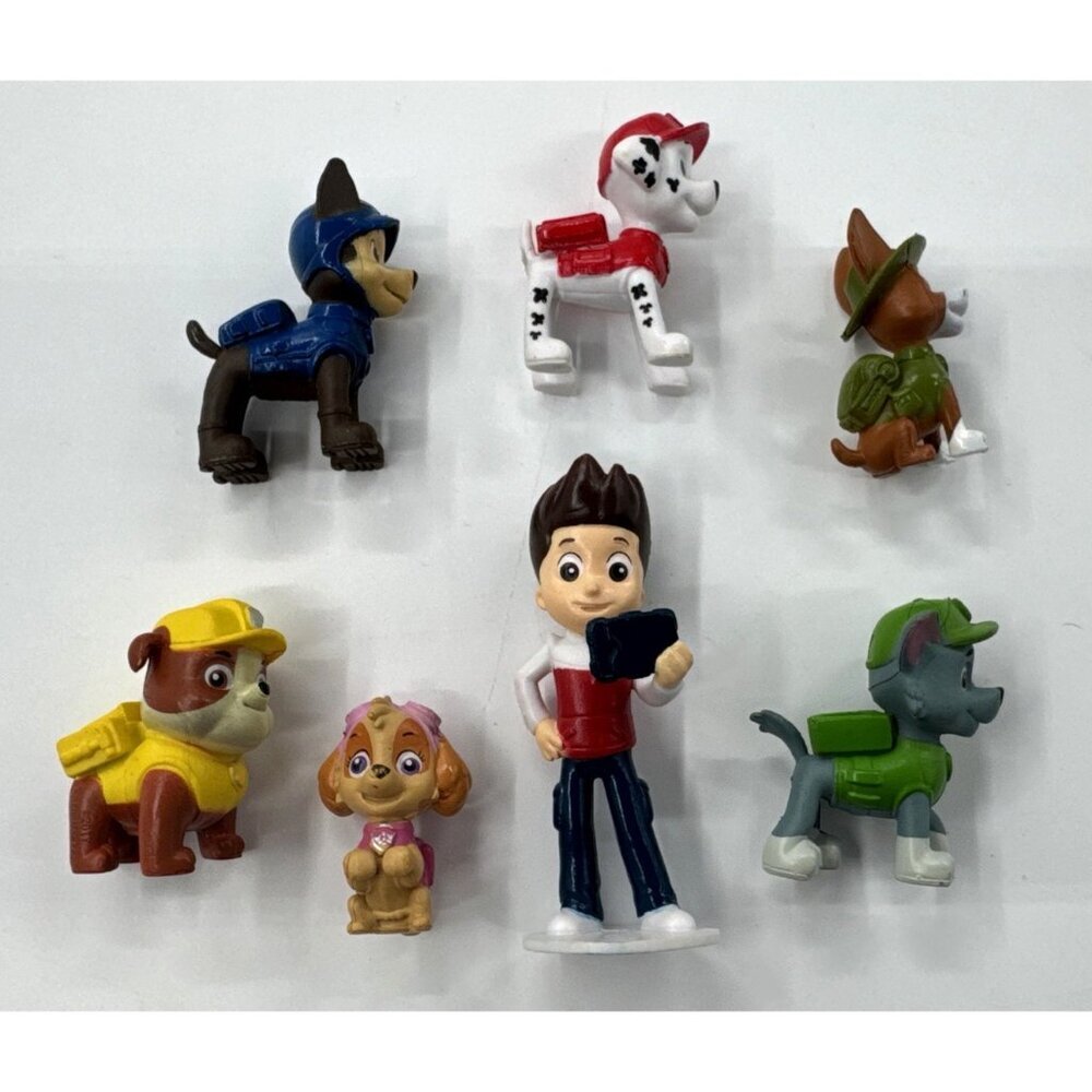 Paw Patrol Figures Lot of 7 Ryder Chase Skye Marshall PVC Cake Topper Toys